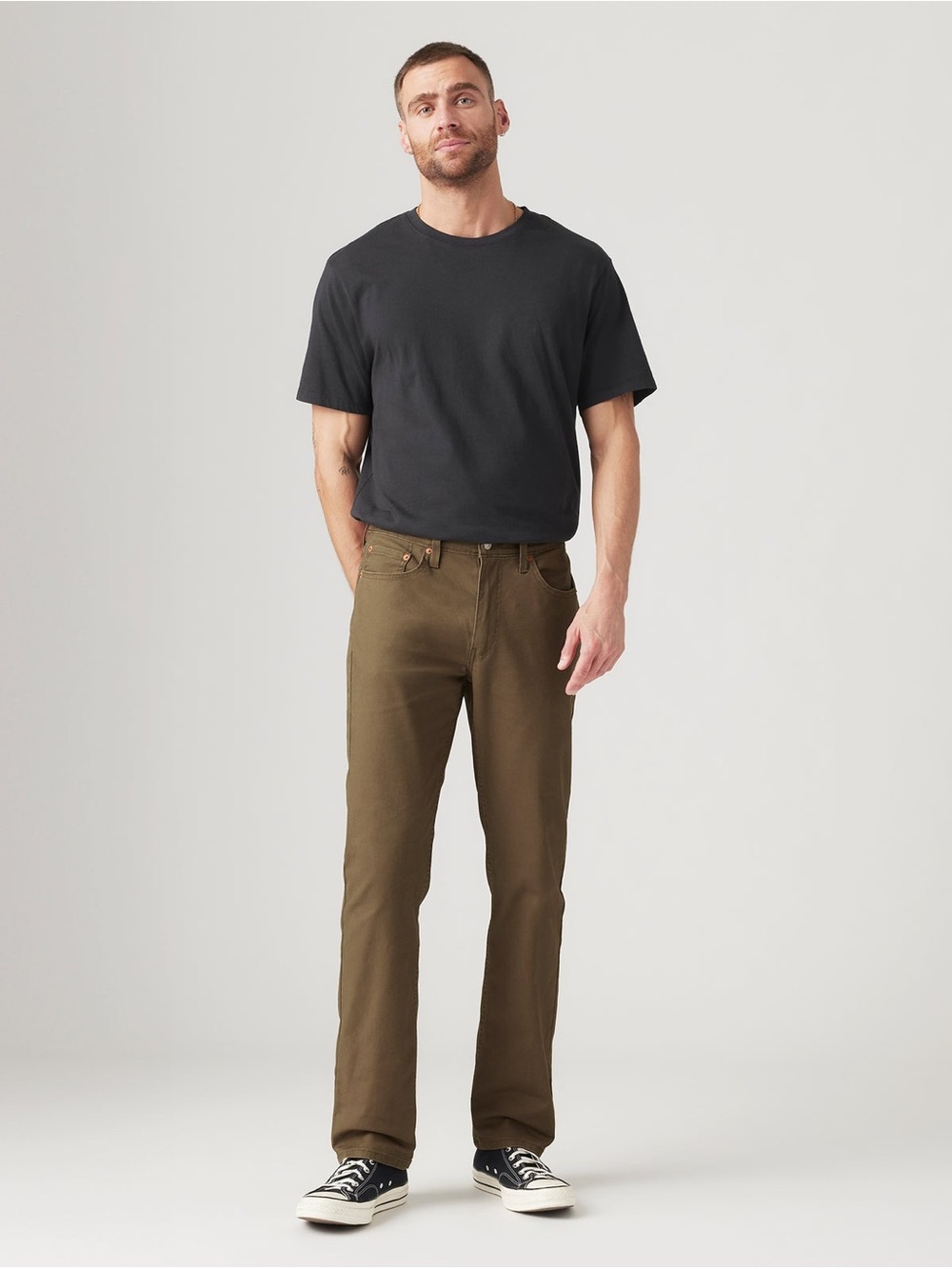 Men's Straight Chino Pants in Olive